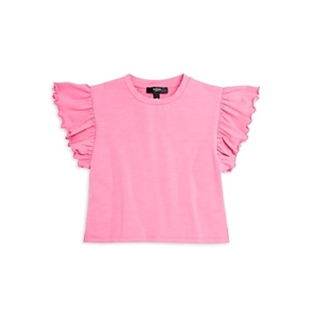 Aqua Girls' Flutter Sleeve Tee - Pink - Size L (10/12)